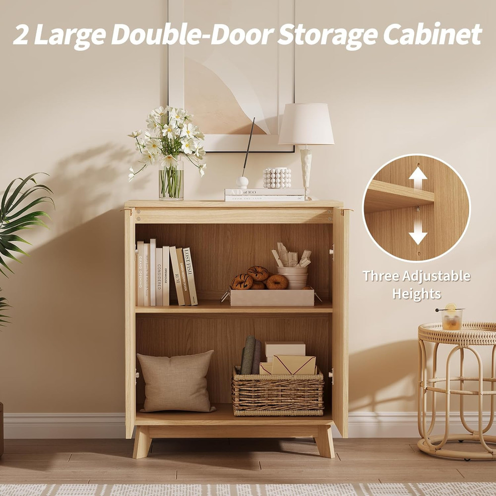Modern Oak Sideboard Buffet Cabinet with Adjustable Shelves for Living Space