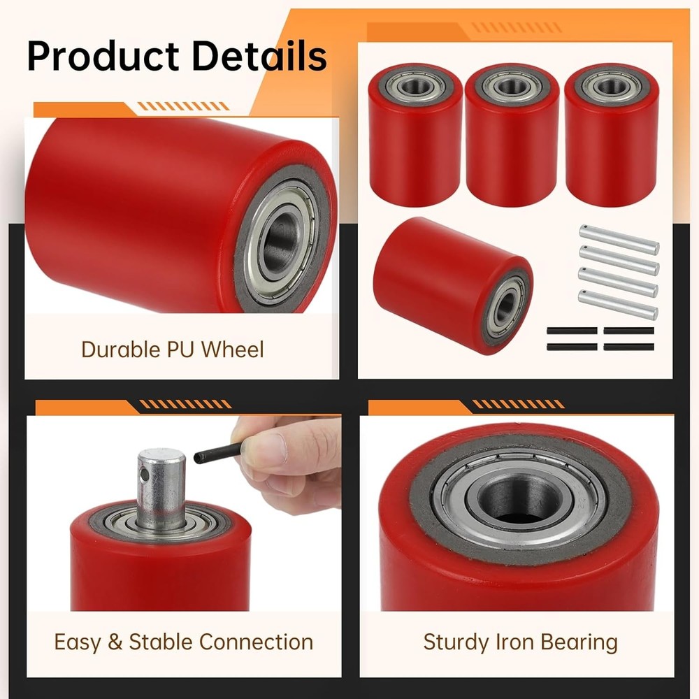 Pallet Jack Load Wheels 3x3.75 Inch 2 Pair