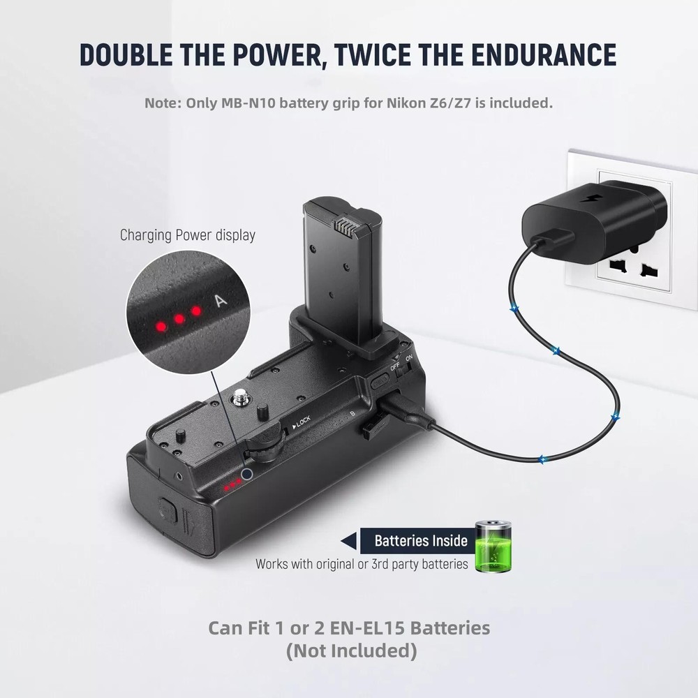Durable MB-N10 Horizontal Vertical Battery Grip Replacement for Nikon Z6 Z7.