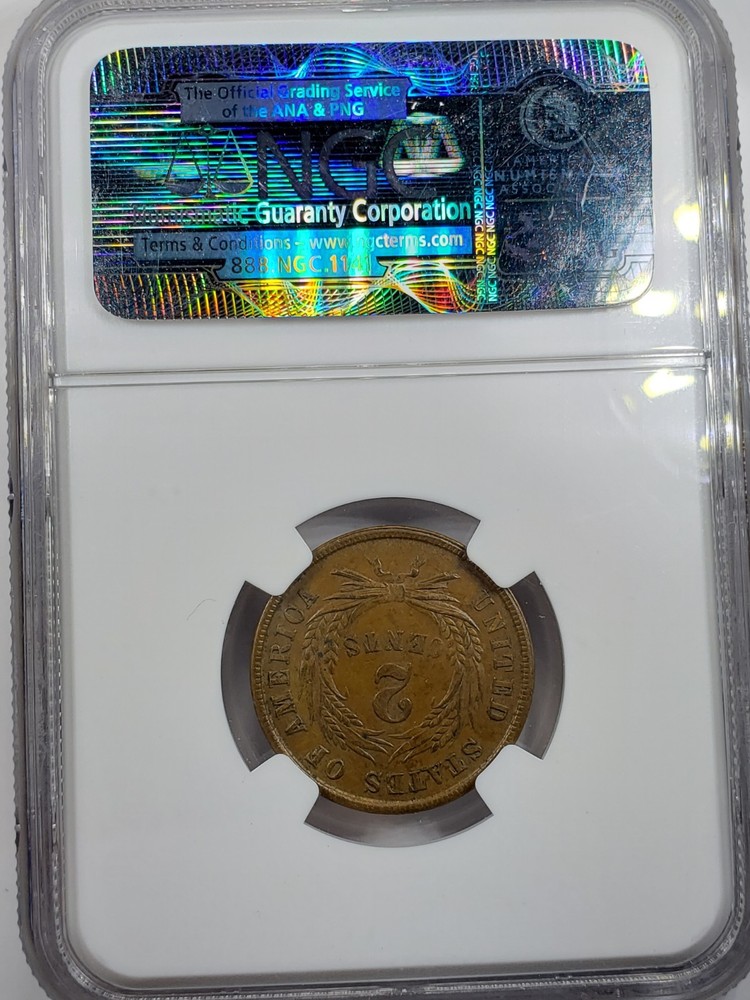 1866 Two Cent Piece NGC AU-58 BN