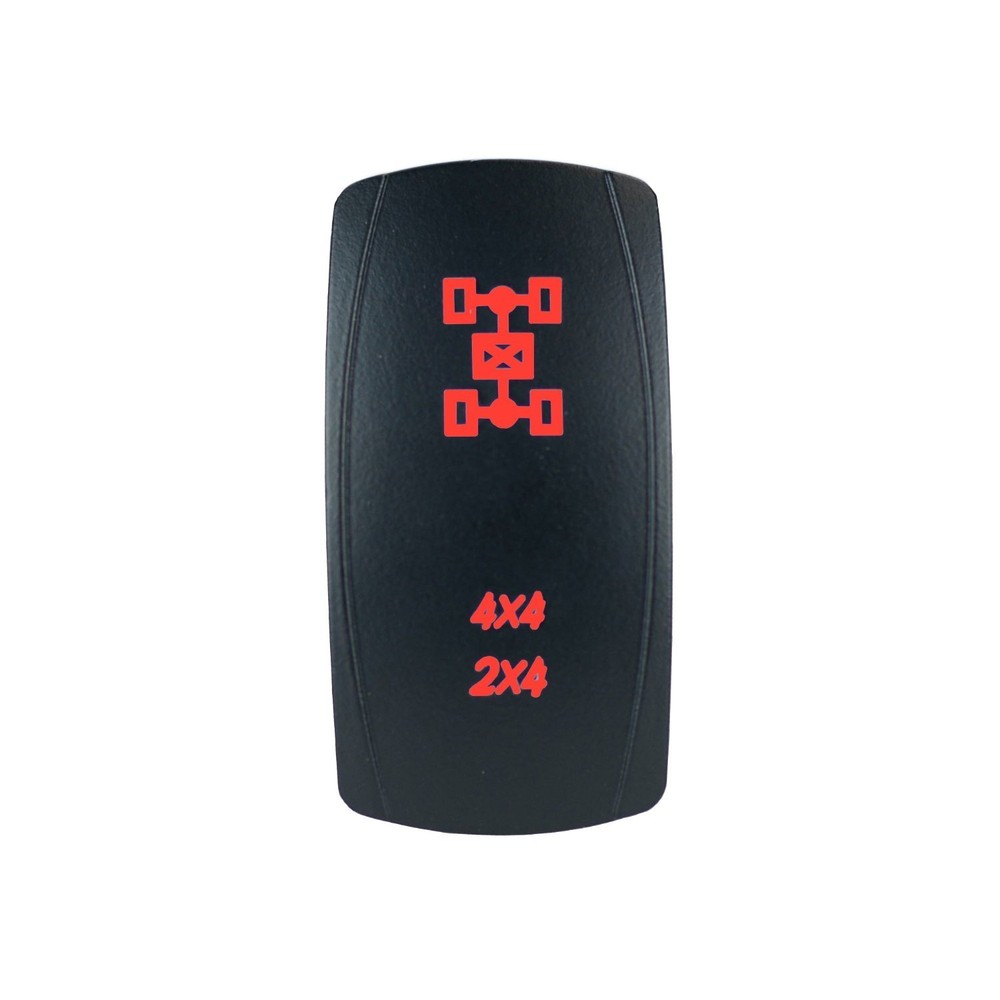 RED ROCKER SWITCH LASER ETCHED 20A 12V 2x4/4x4