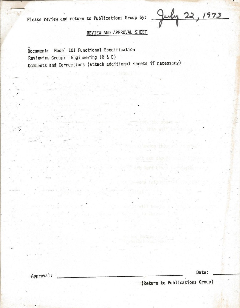 ITHistory (1973) CENTRONICS 101 Printer Functional Specification OF