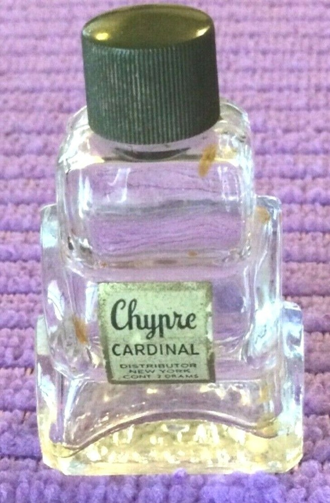 EMPTY Chypre Cardinal Distributor New York 2 Drams Cool Mini Shape & Nice Label