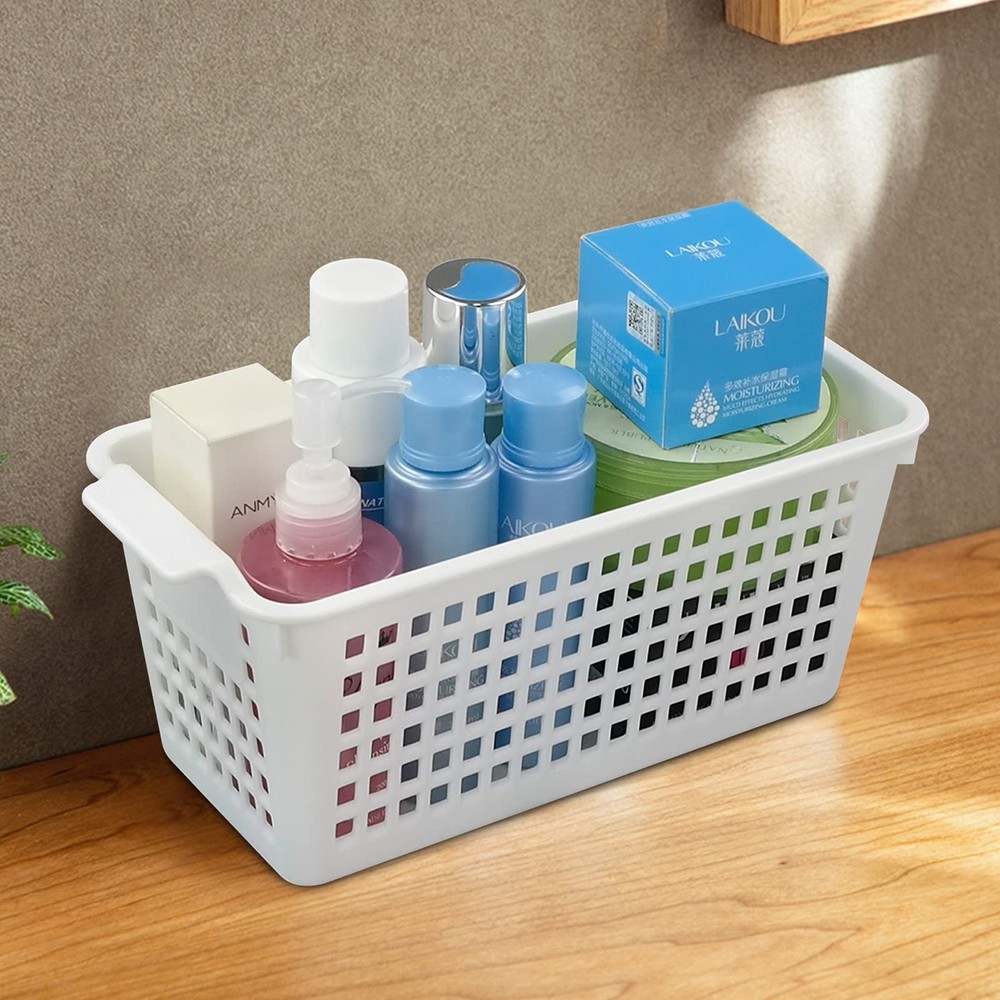 6-Pack Plastic Office Desktop Trays Basket Storage, White, F