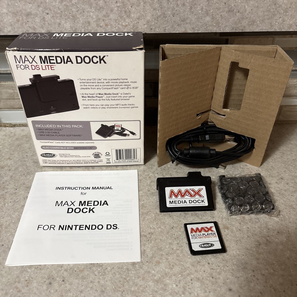 Max Media Dock for DS Lite Complete With Box