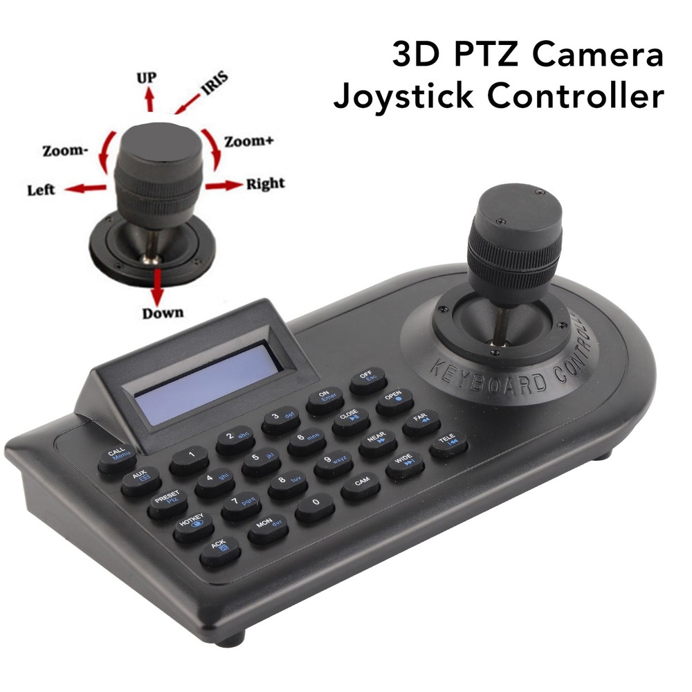 US Plug 3D PTZ Camera Controller Strong Compatibility LCD Display With