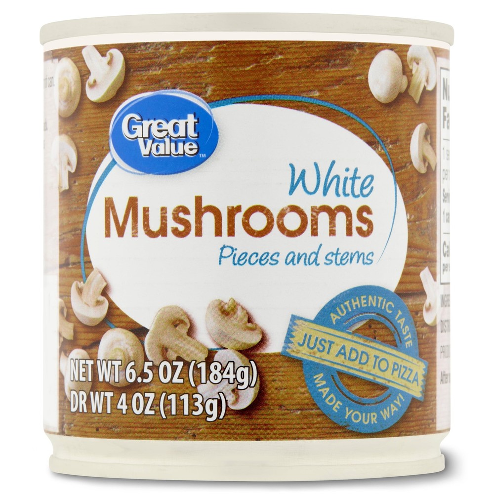 (8 pack) White Mushrooms Pieces and Stems, 6.5 oz
