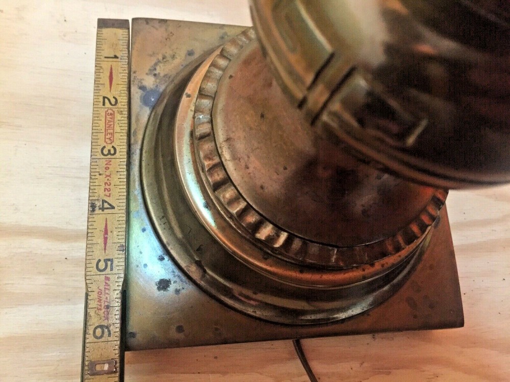 Art Deco Thick HEAVY solid CAST brass table lamp