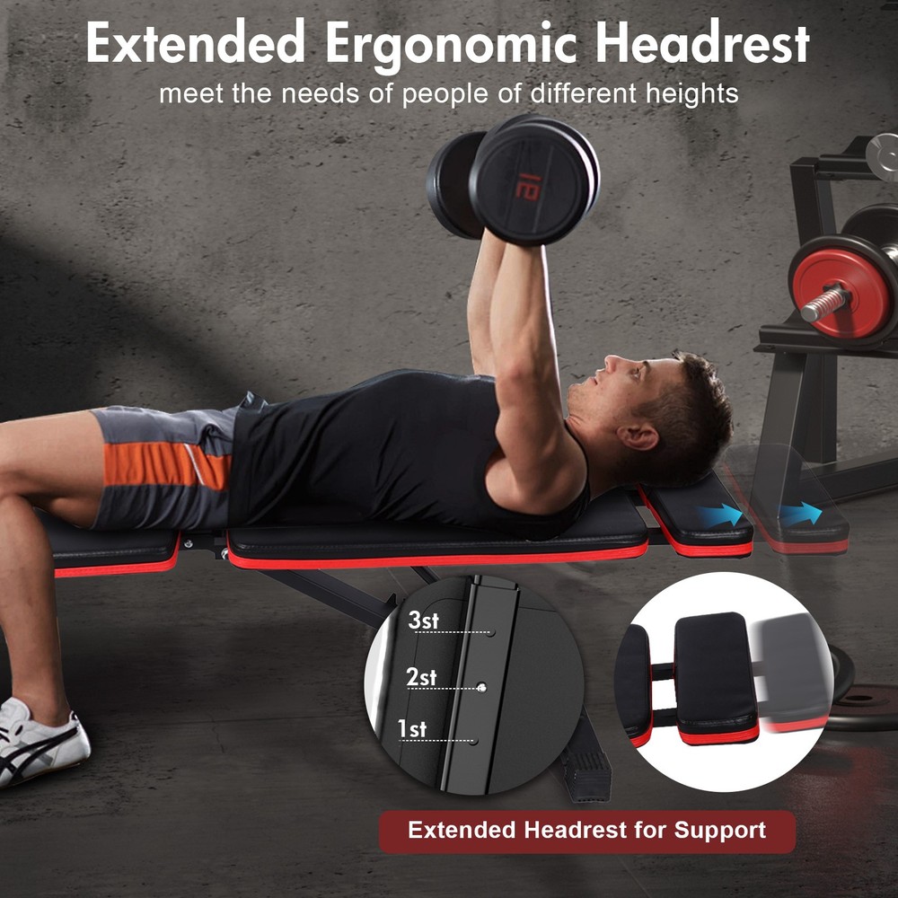 770LBS Adjustable Foldable Weight Bench Home Gym Strength Training Workout Bench