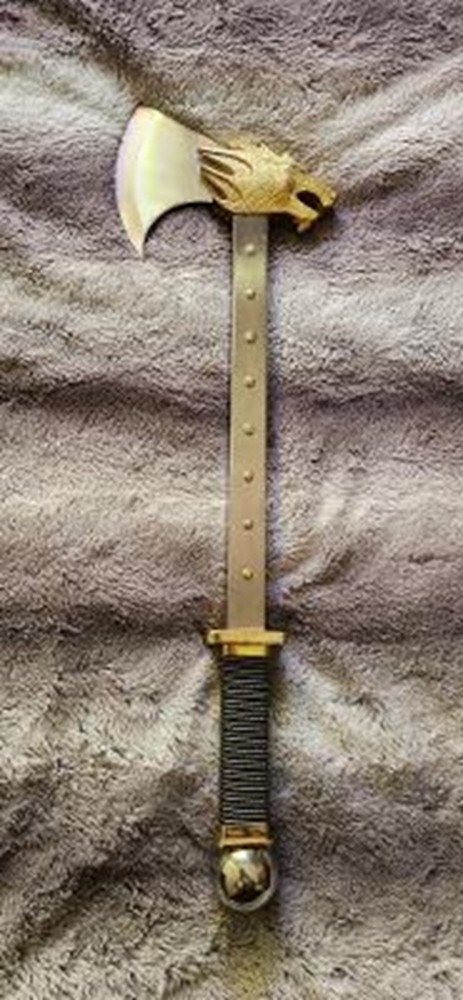 Golden Dragon Head Decorative Medieval axe