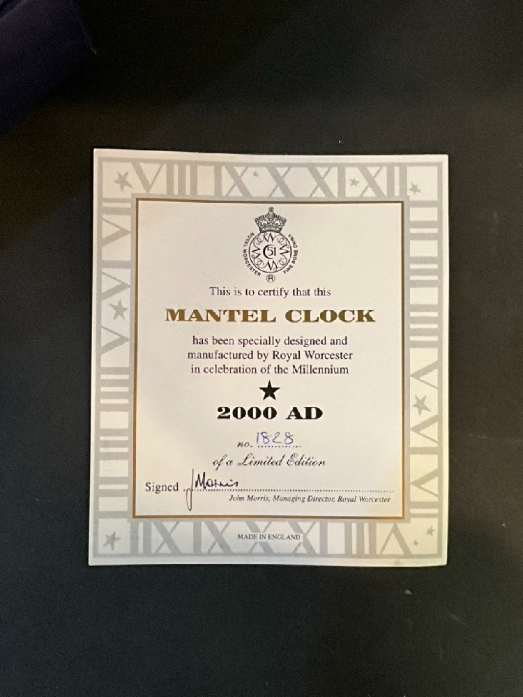 Royal Worcester Limited Edition Millennium Clock With Certificate & Box