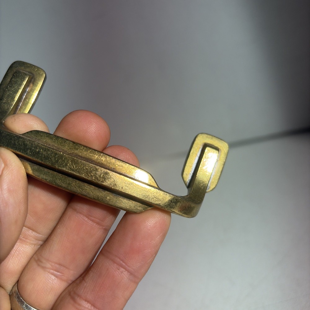 Vintage Art Deco Mid Century Modern Style Single Brass Drawer Pull Handle