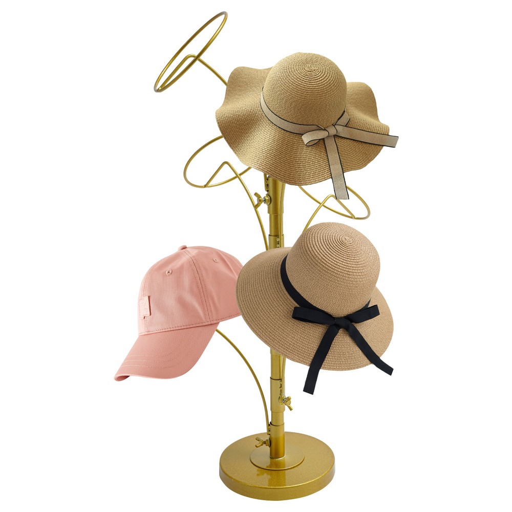 6 Hooks Gold Modern Hat Stand Hat Storage Display Holder Iron Hat Display Rack