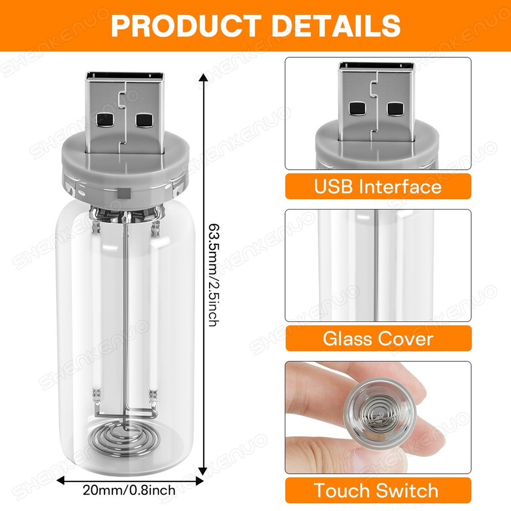 2x USB Glass Bottle Atmosphere Night Light Touch Switch Dimmable LED BLUE Bulb
