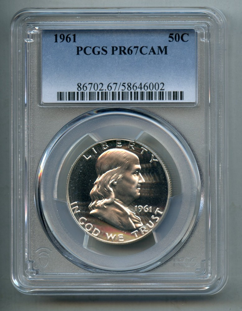 1961 Franklin Silver Half Dollar PCGS PR 67 Cameo