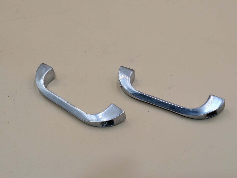 Pair Vintage Surrey Ware Mid Century Kitchen Cabinet Drawer Pull Handle Chrome