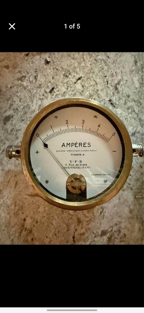 Vintage Brass Amperes Gage