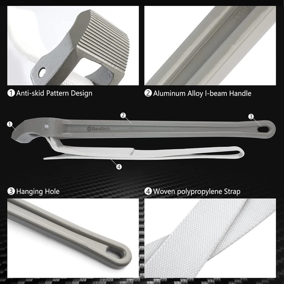 Strap Wrench 18" Handle, Adjustable Nylon Strap Pipe Wrenches, Oil Filt