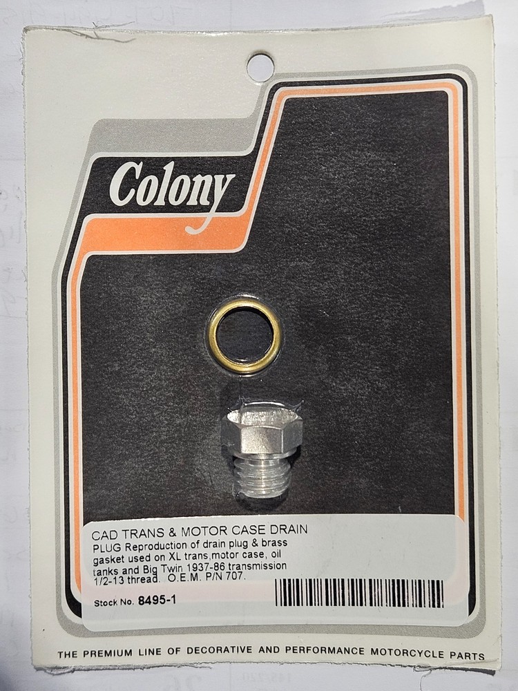 COLONY 8495-1 - Transmission Engine Drain Plug 1/2" X 13 Thread Cadmium