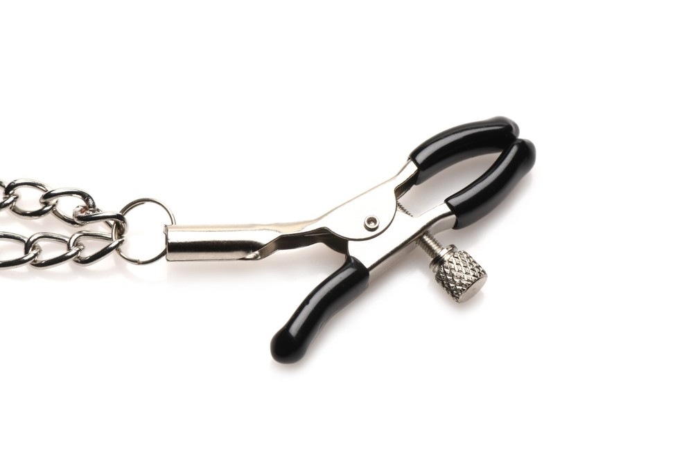 Master Series Daggers Double Chain Nipple Clamps - Silver