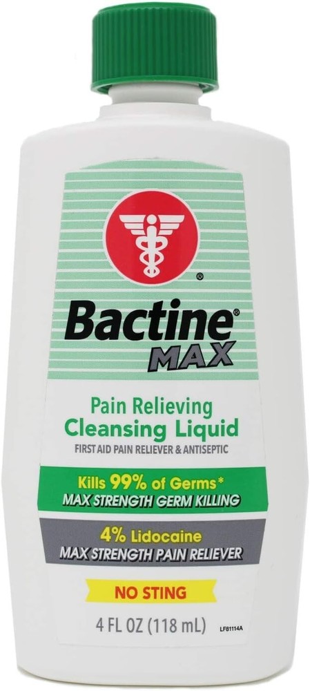 Bactine Max 4 oz Pain Relieving Cleansing Liquid (2-Pack) No Sting Antiseptic