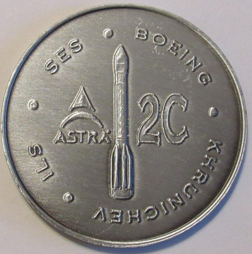 ILS ASTRA 2C SES BOEING KHRUNICHEV SPACE MISSION COIN