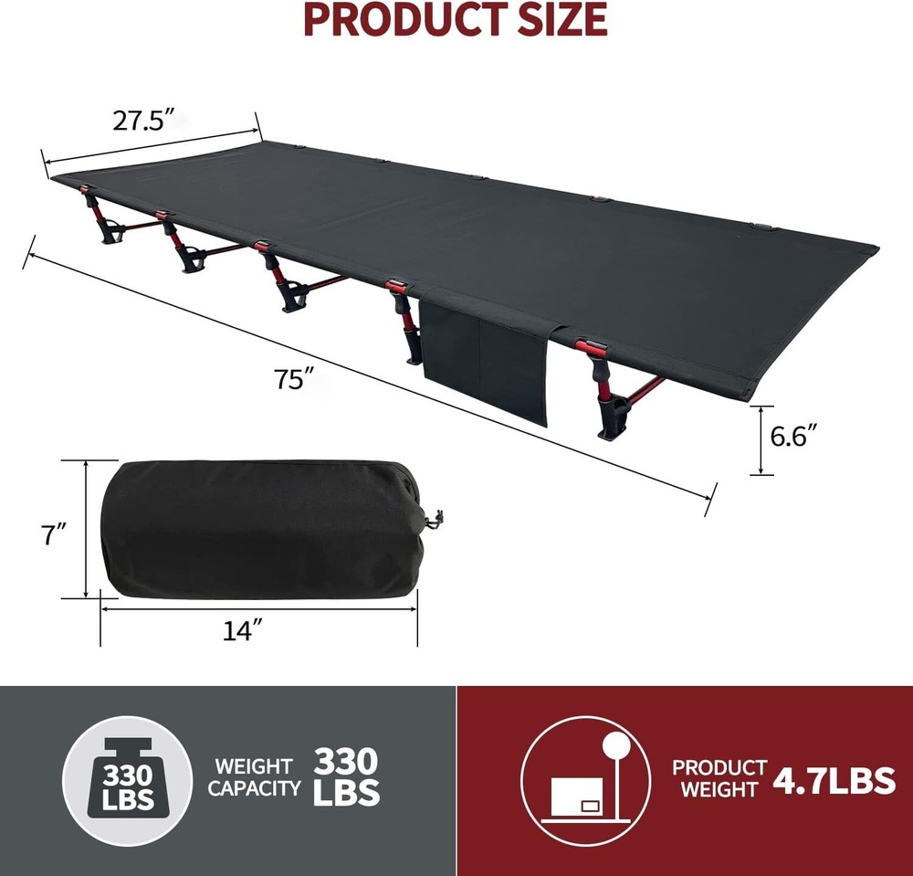 Portable Camping Cot Sleeping Cot Ultralight Backpacking Cot Bed for Outdoor