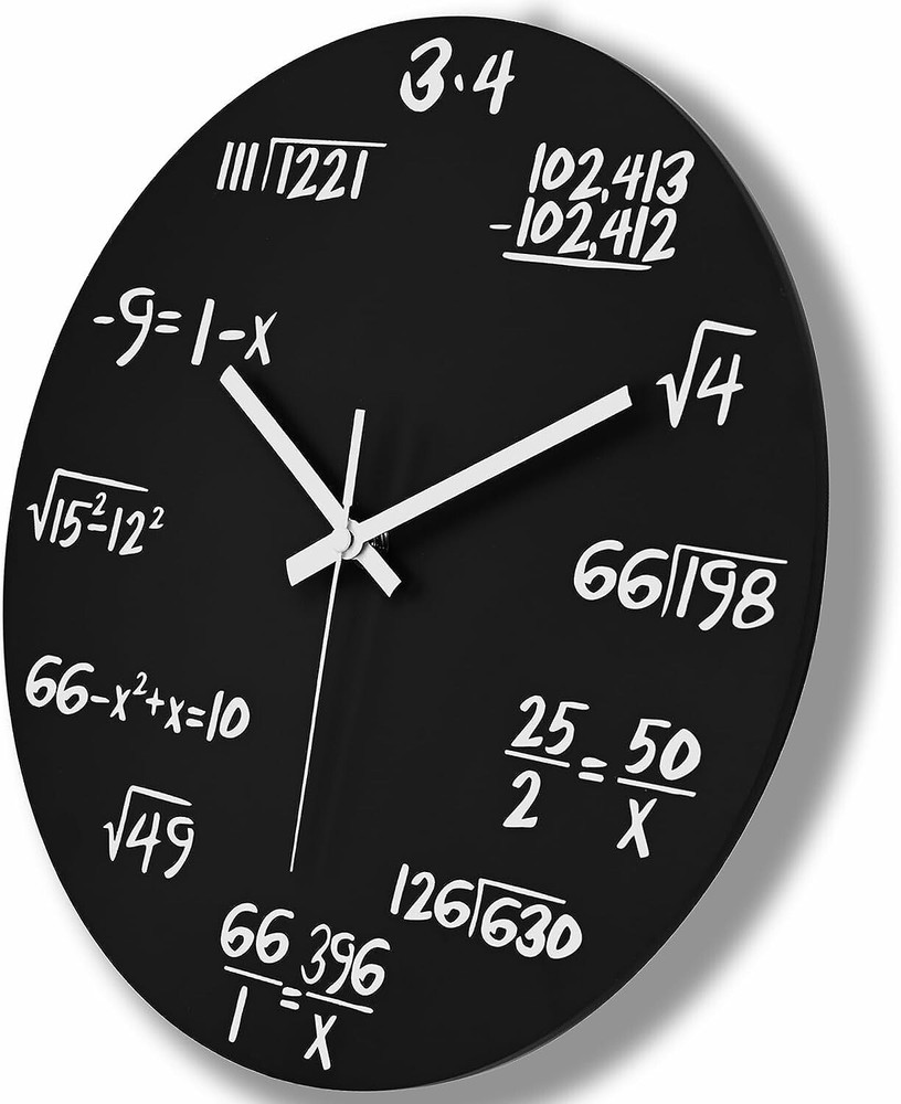 Math Wall Clock Algebra Equations Mathematic Hour Minute Watch Home Decor Gift