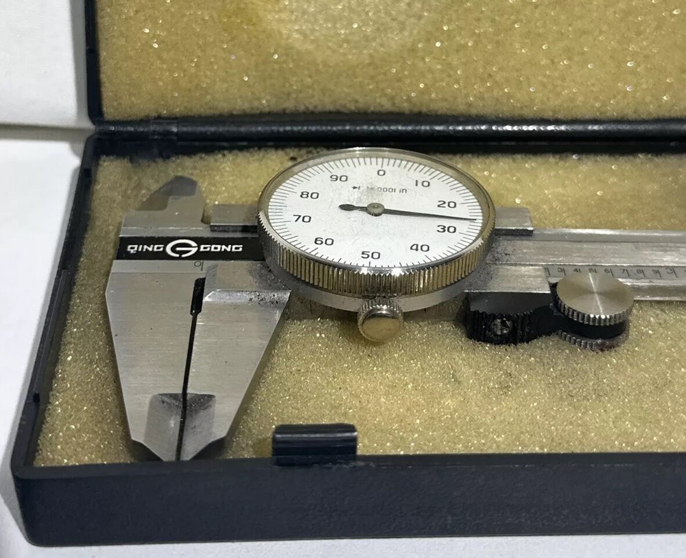 Vintage Qing Gong Dial Caliper With Case Tested Working