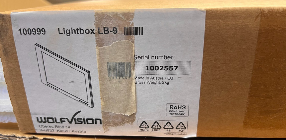 WolfVision Visualizer LightBox LB-9 With Original Packaging/Box!