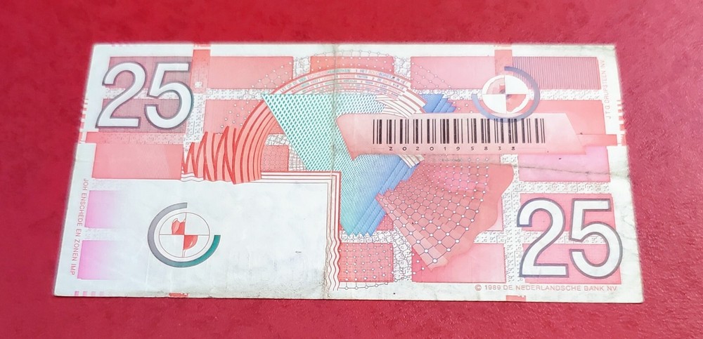 NETHERLANDS 25 GULDEN 1989 BANKNOTE PICK #100 NICE!!!
