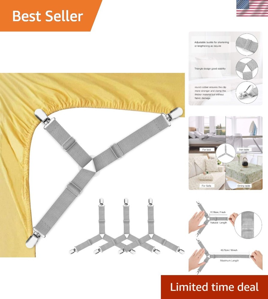 Bed Sheet Holders, 4 pcs Adjustable Fitted for Bed Corner, bedsheet Holder Cl...