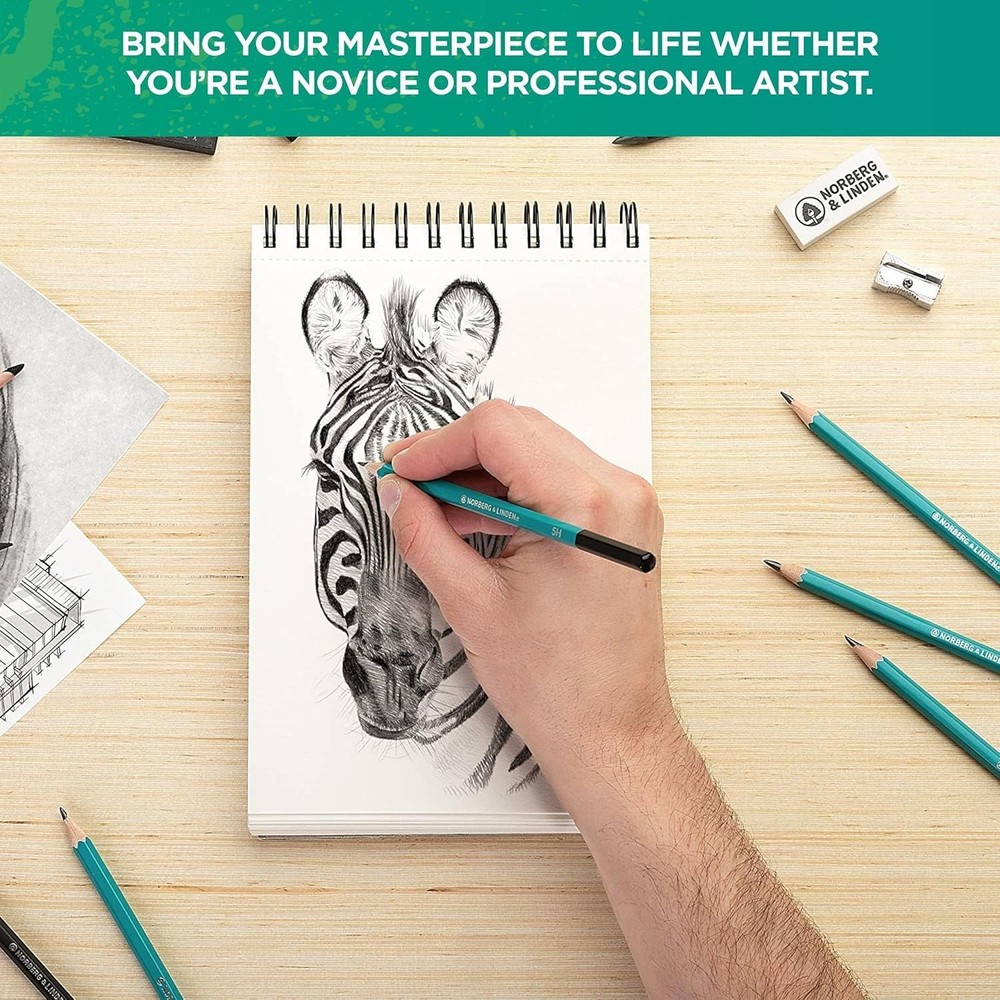 Complete Drawing Set with 100-Page Pad, Pencils & Eraser for All Ages