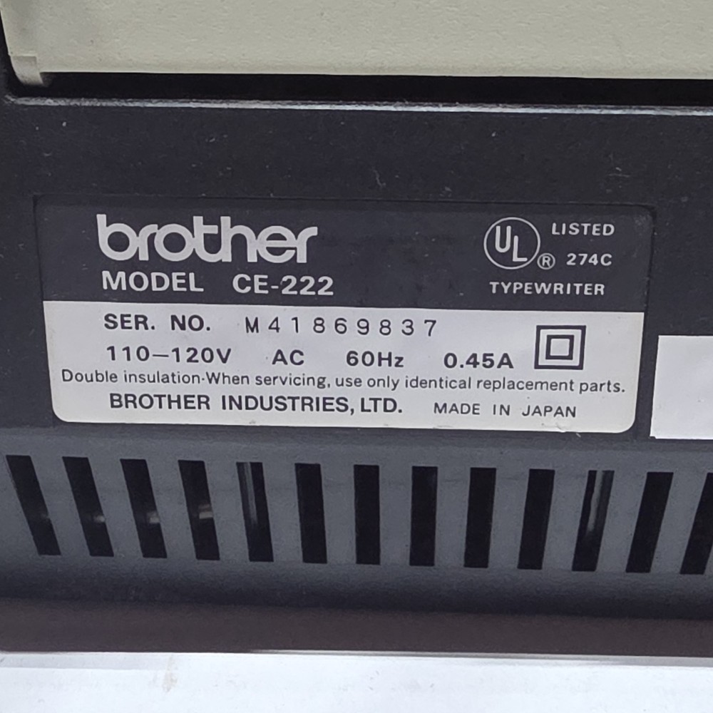Brother CE-222 Compactronic I Typewriter w/ Lid & Extra Daisy Wheel - Works