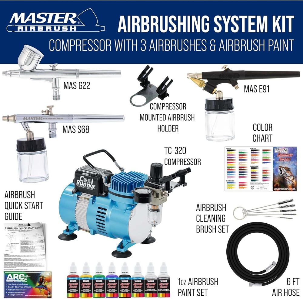 Cool Runner II Airbrush Kit with Powerful Compressor & Paint