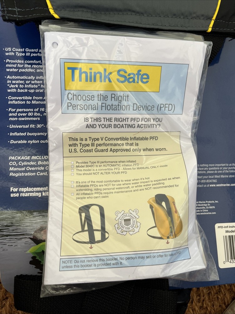 West Marine Inshore Automatic/Manual Inflatable NEW