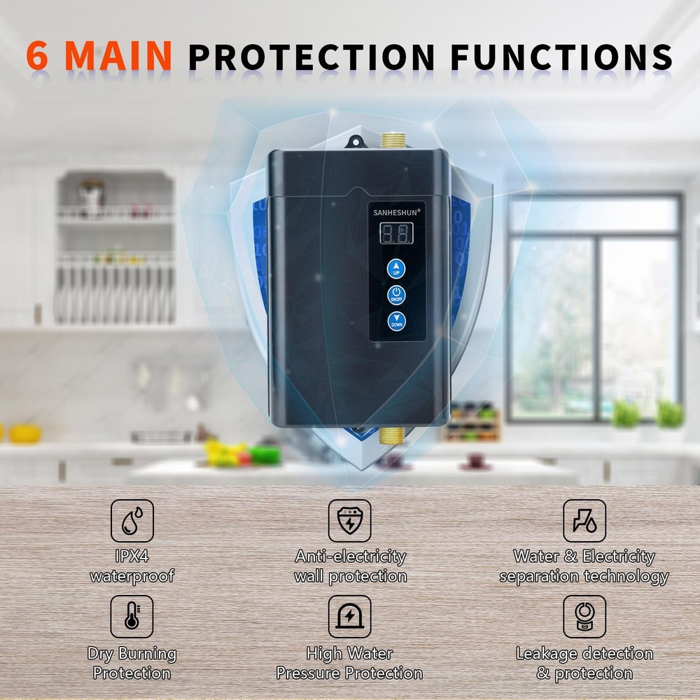 Calentador De Agua Caliente Eléctrico Instantáneo Sin Tanque Para Cocina y Baño