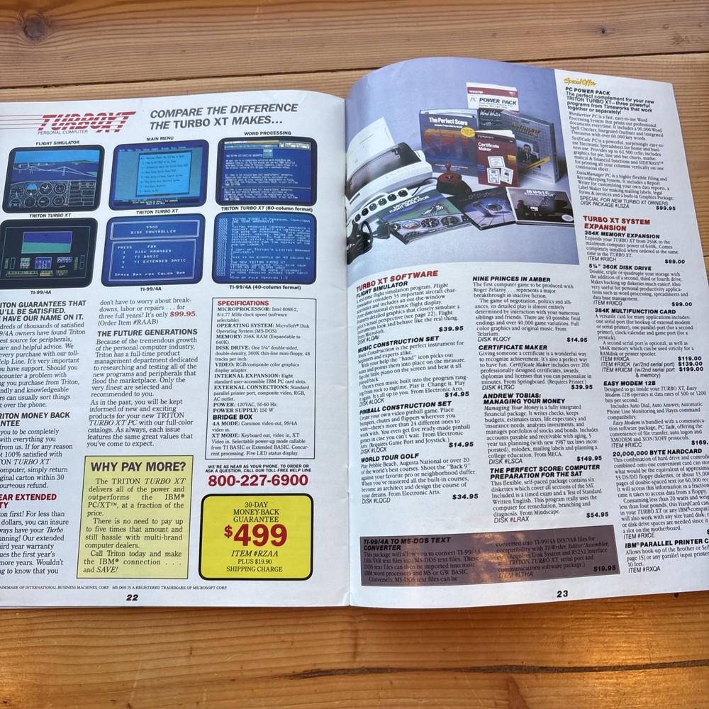 Triton Catalog TI-99/4A Texas Instruments Spring 1987 W/Order Form