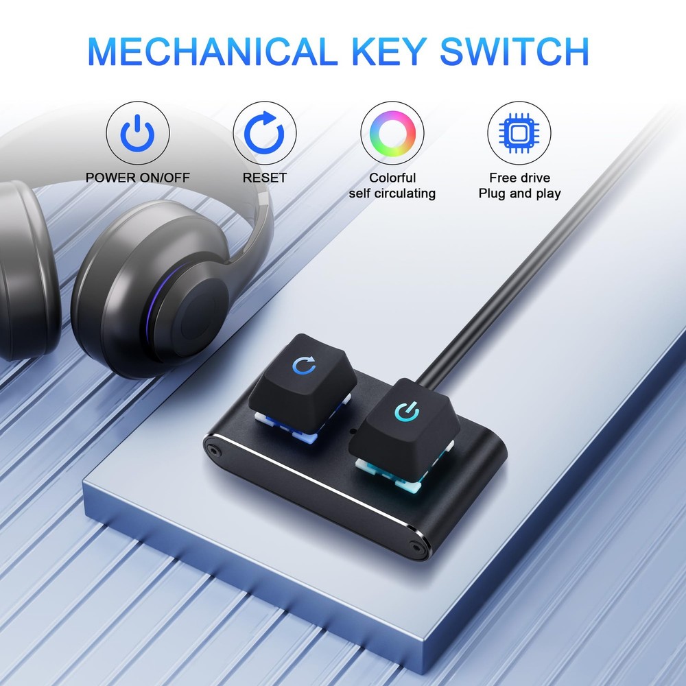 External PC ATX Switch RGB LED HDD Activity Light 2M Desktop Power Button