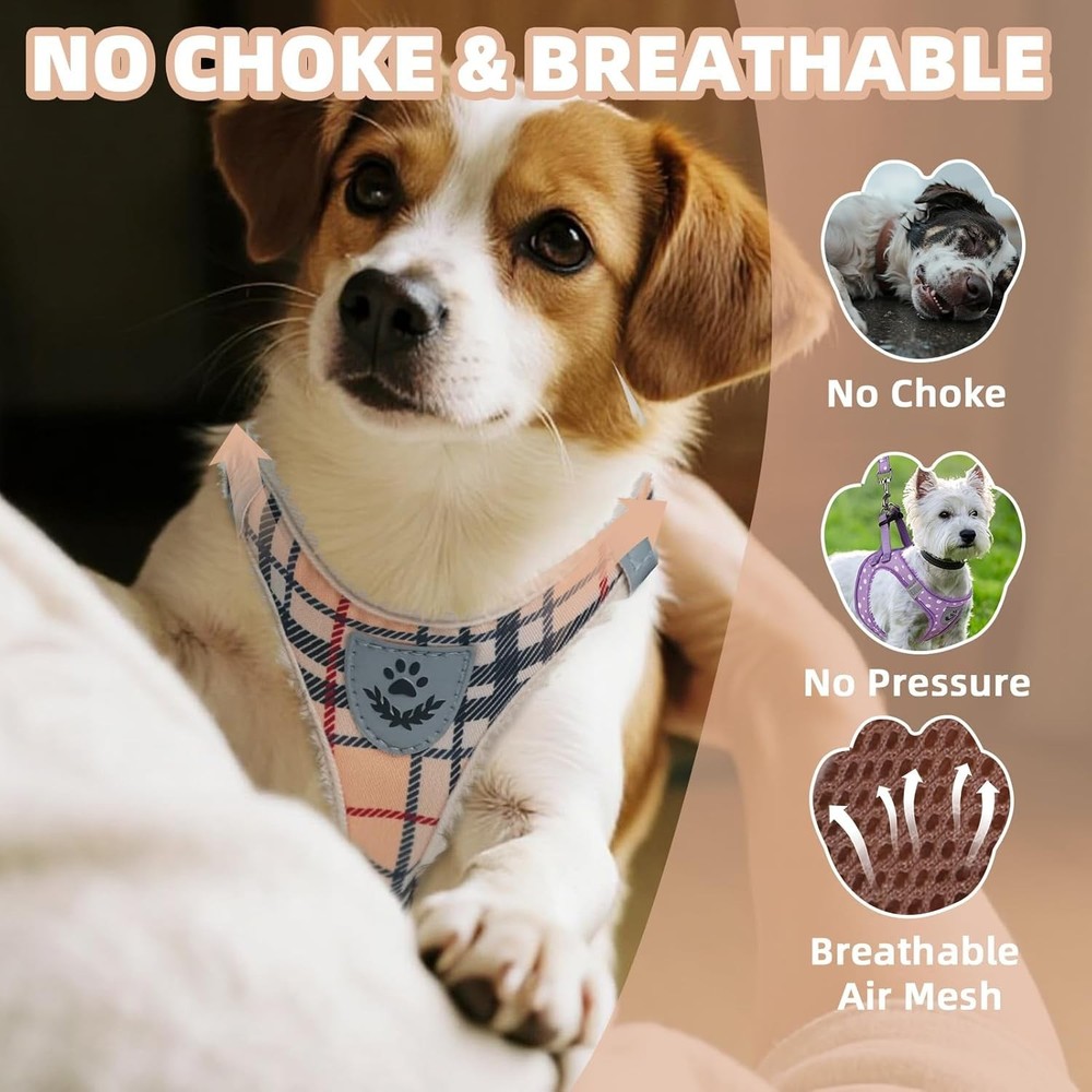 Dog Harness & Leash Set Step in No Pull Soft Pet Harness Reflective Adjustable