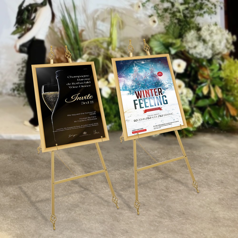 2-Pack Adjustable Steel Easel Stands 90×48cm for Posters & Frames