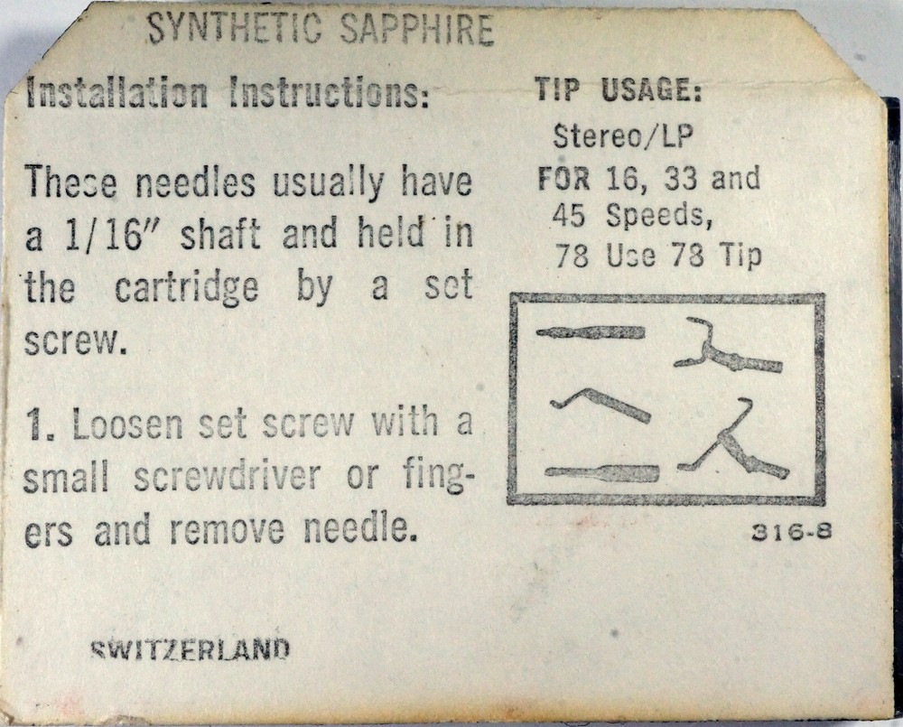 NOS Electro Voice EV 3804-5W 5ea Sapphire Phonograph Needle Type 2