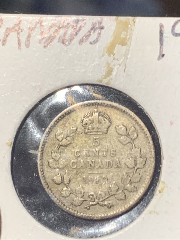 1919 Canada 5 cents silver coin