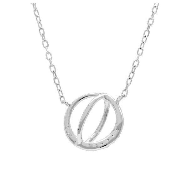 18K White Gold Diamond Circle Frame Necklace