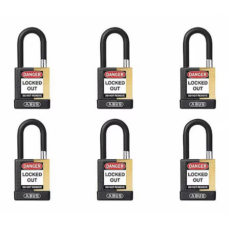 Abus 20078 Keyed Padlock, Open, Rectangular Steel Body, Hardened Steel Shackle,