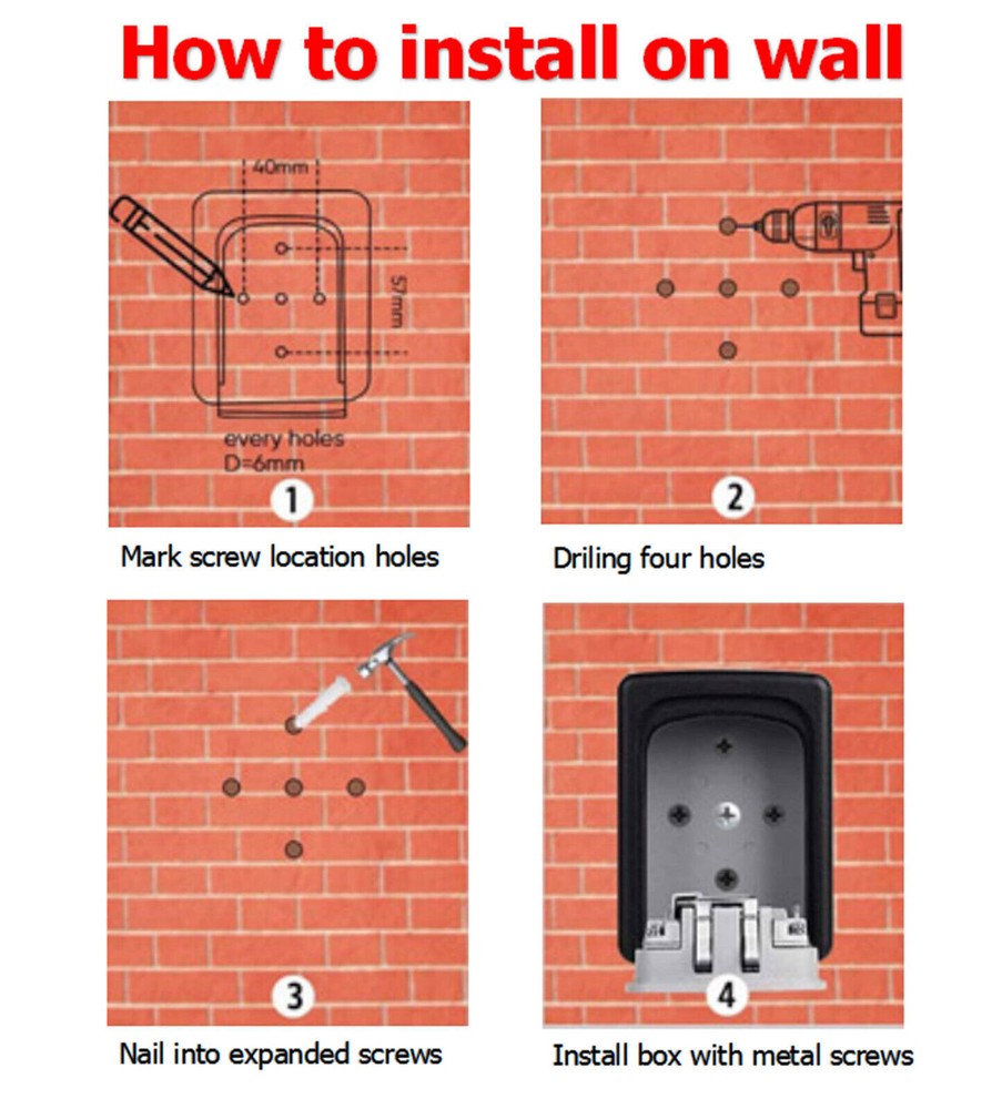Digit Combination Key Lock Box Wall Mount Safe Security Storage Case Organizer