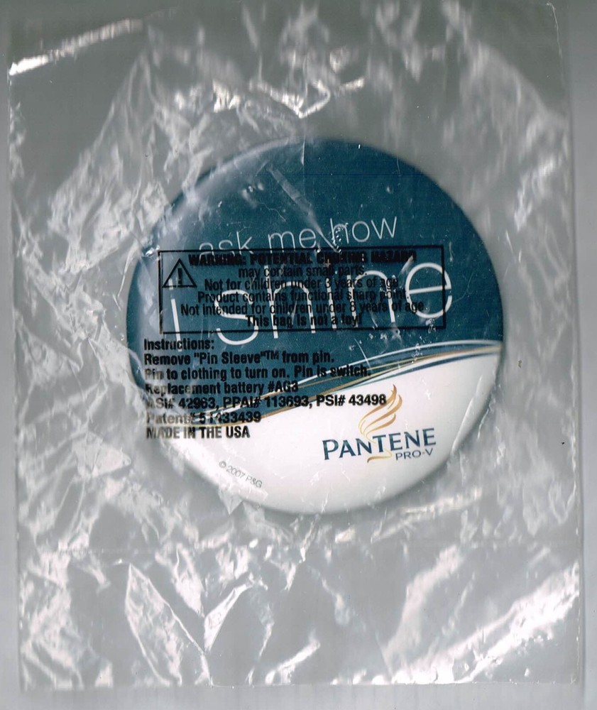 Pantene Pro V Pin Back Button Pinback