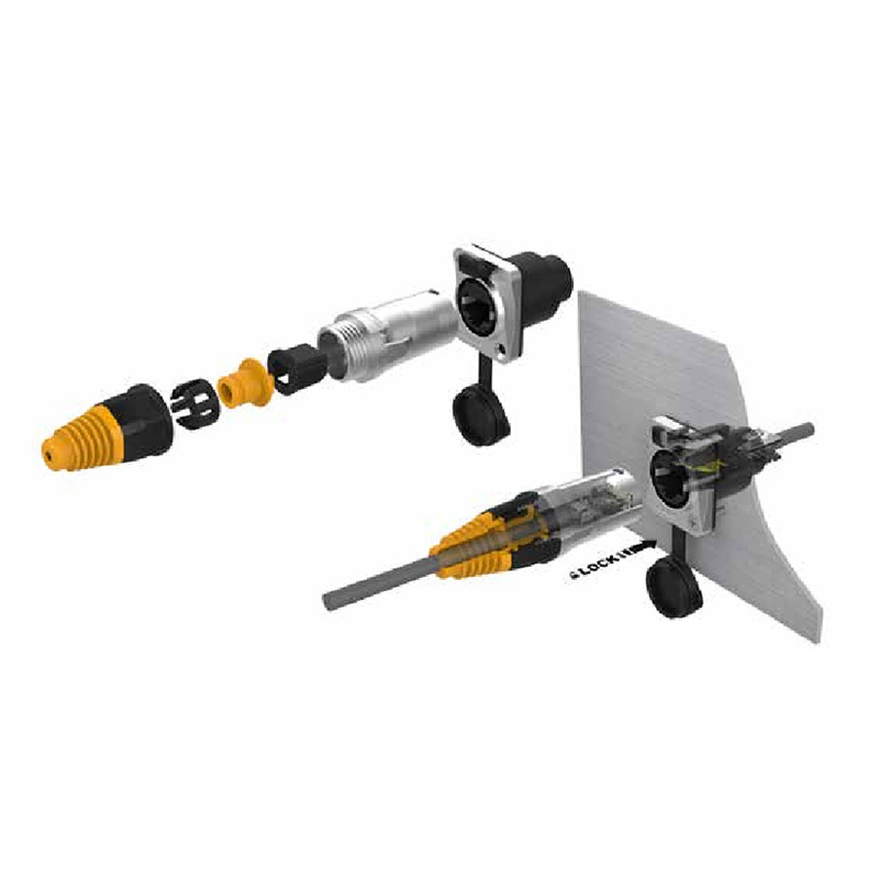 Ethernet Connector RJ45 Socket Panel Mount Receptacles Waterproof IP67 Fast Data