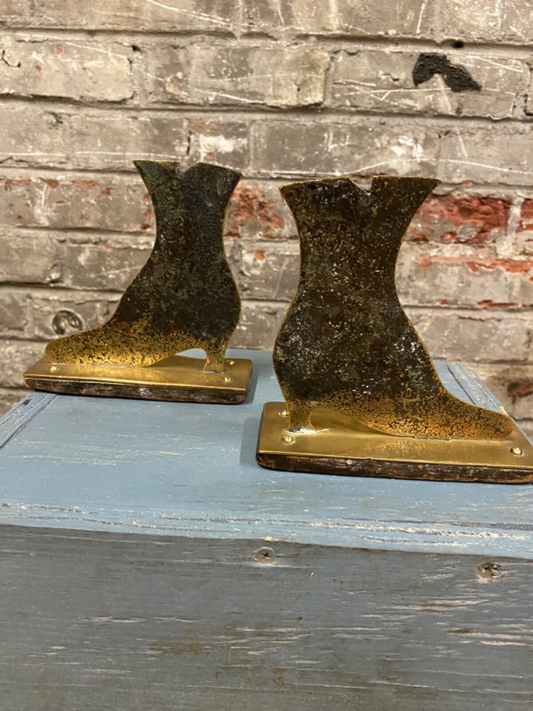 Vintage Brass Boot Bookends