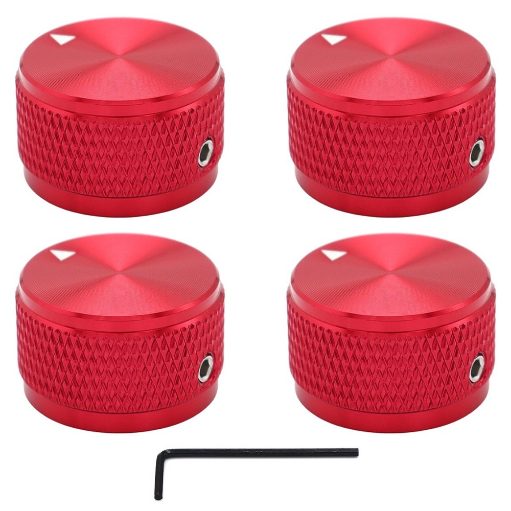 4Pcs Aluminum Guitar Knobs Electronic Control Pot Cap Volume Audio Knobs Red